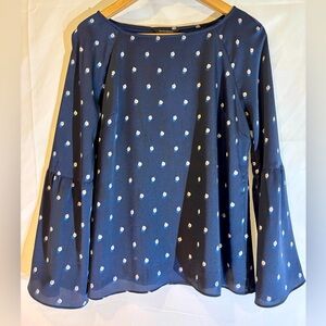 Banana Republic Navy Silk Long Sleeve Blouse